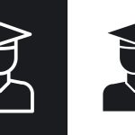 Student icons set. filled and line illustration