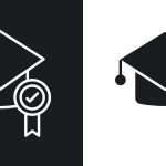 Degree icon vector collection in black and white.